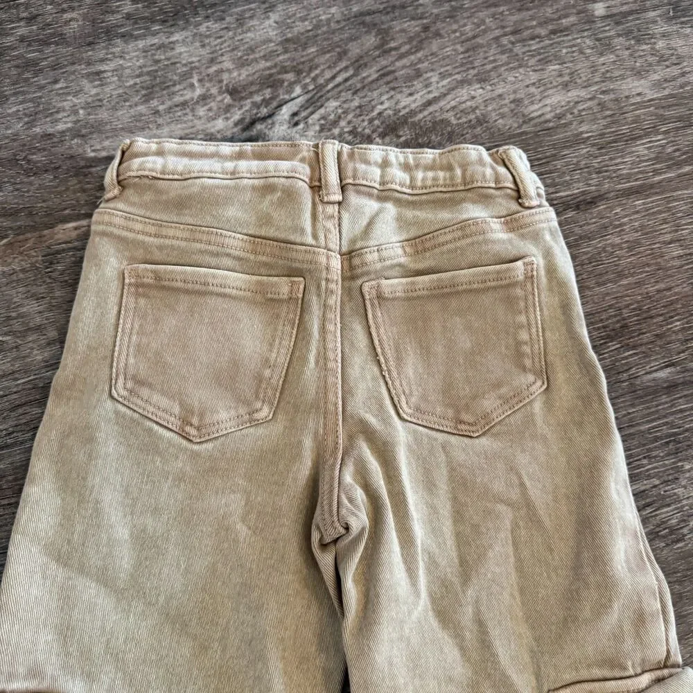 H&M Kaki girls cargo bootcut pants- size 6x